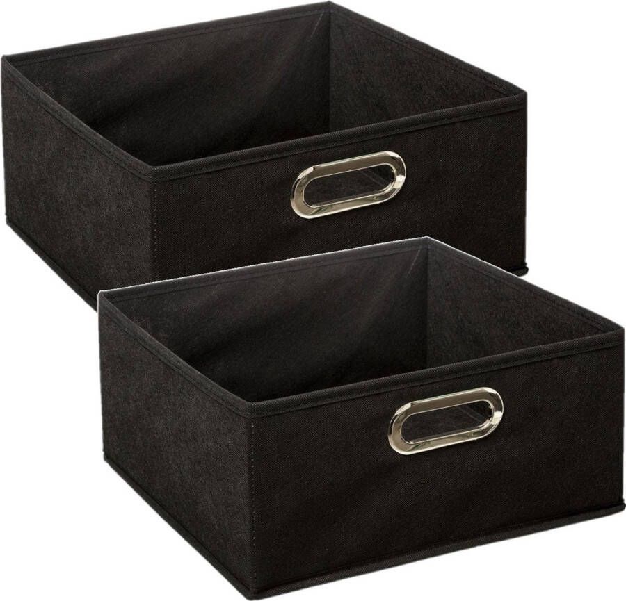 5five Set van 4x stuks opbergmand kastmand 14 liter zwart linnen 31 x 31 x 15 cm Opbergboxen Vakkenkast manden