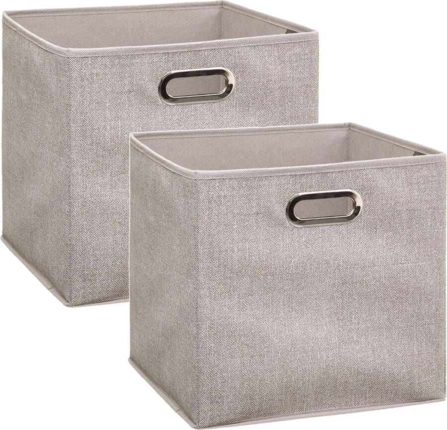 5five Set van 4x stuks opbergmand kastmand 29 liter beige linnen 31 x 31 x 31 cm Opbergboxen Vakkenkast manden