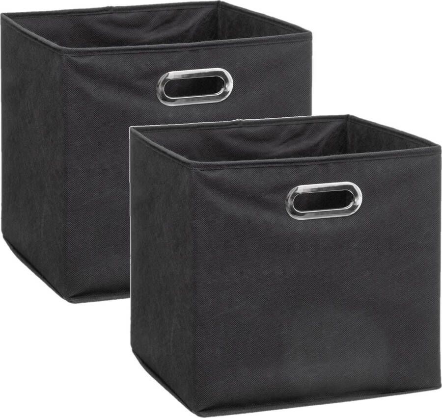 5five Set van 4x stuks opbergmand kastmand 29 liter donkergrijs linnen 31 x 31 x 31 cm Opbergboxen Vakkenkast manden