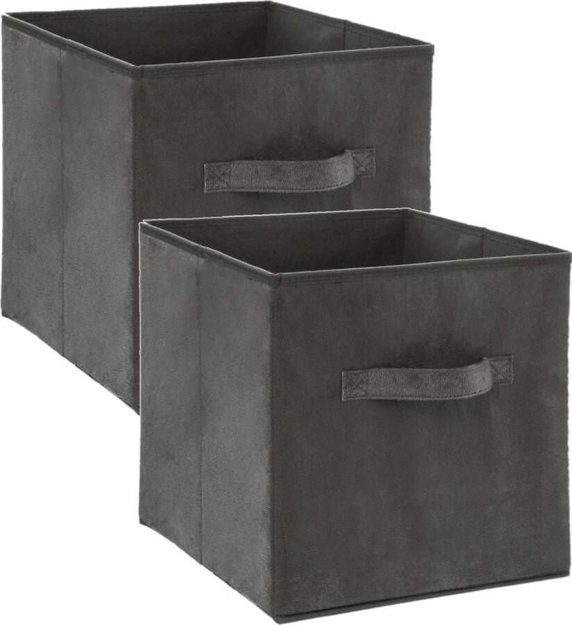 5five Set van 4x stuks opbergmand kastmand 29 liter donkergrijs polyester 31 x 31 x 31 cm Opbergboxen Vakkenkast manden