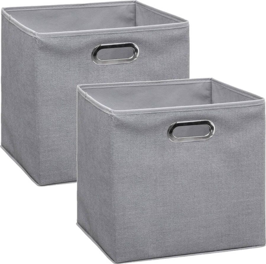 5five Set van 4x stuks opbergmand kastmand 29 liter lichtgrijs linnen 31 x 31 x 31 cm Opbergboxen Vakkenkast manden