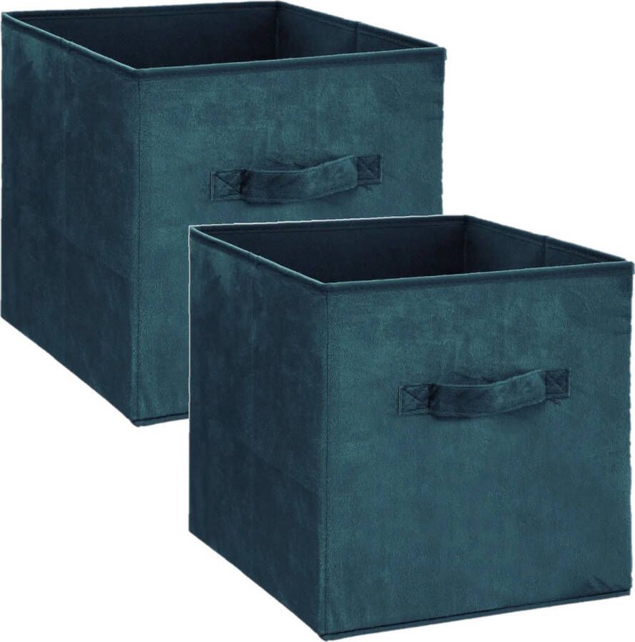 5five Set van 4x stuks opbergmand kastmand 29 liter petrol groen polyester 31 x 31 x 31 cm Opbergboxen Vakkenkast manden