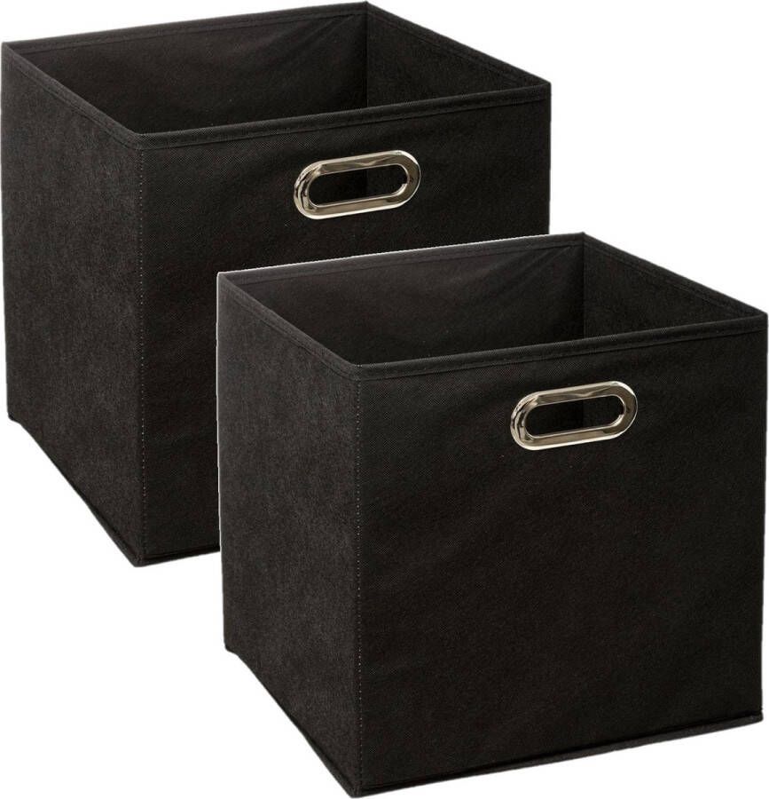 5five Set van 4x stuks opbergmand kastmand 29 liter zwart linnen 31 x 31 x 31 cm Opbergboxen Vakkenkast manden