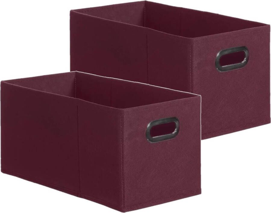 5five Set van 4x stuks opbergmand kastmand 7 liter aubergine paars linnen 31 x 15 x 15 cm Opbergboxen Vakkenkast manden