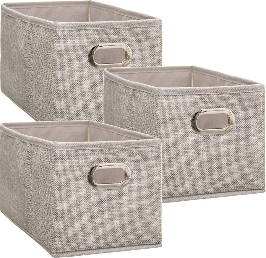 5five Set van 4x stuks opbergmand kastmand 7 liter beige linnen 31 x 15 x 15 cm Opbergboxen Vakkenkast manden