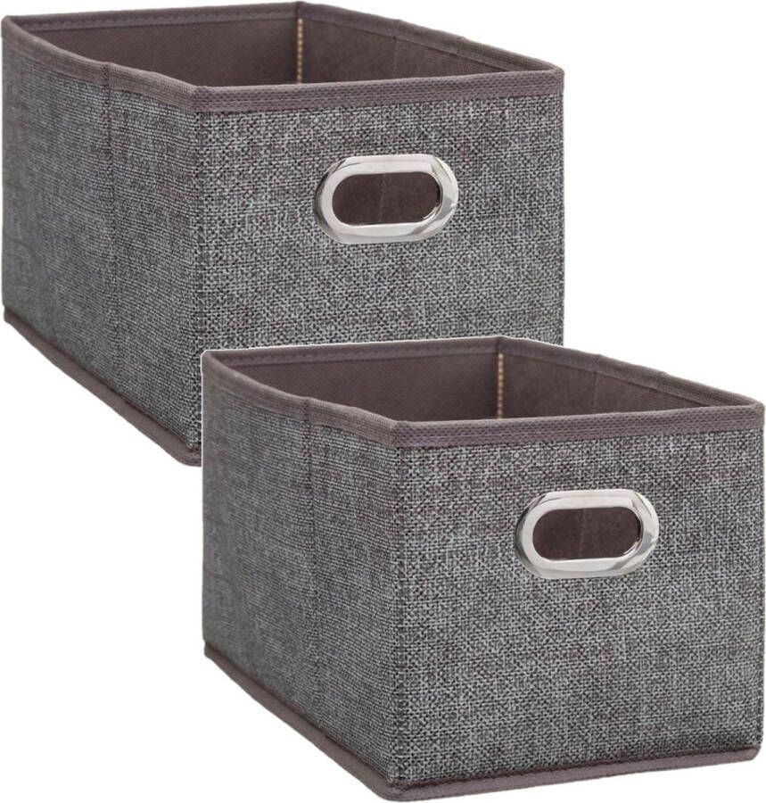5five Set van 4x stuks opbergmand kastmand 7 liter bruin linnen 31 x 15 x 15 cm Opbergboxen Vakkenkast manden