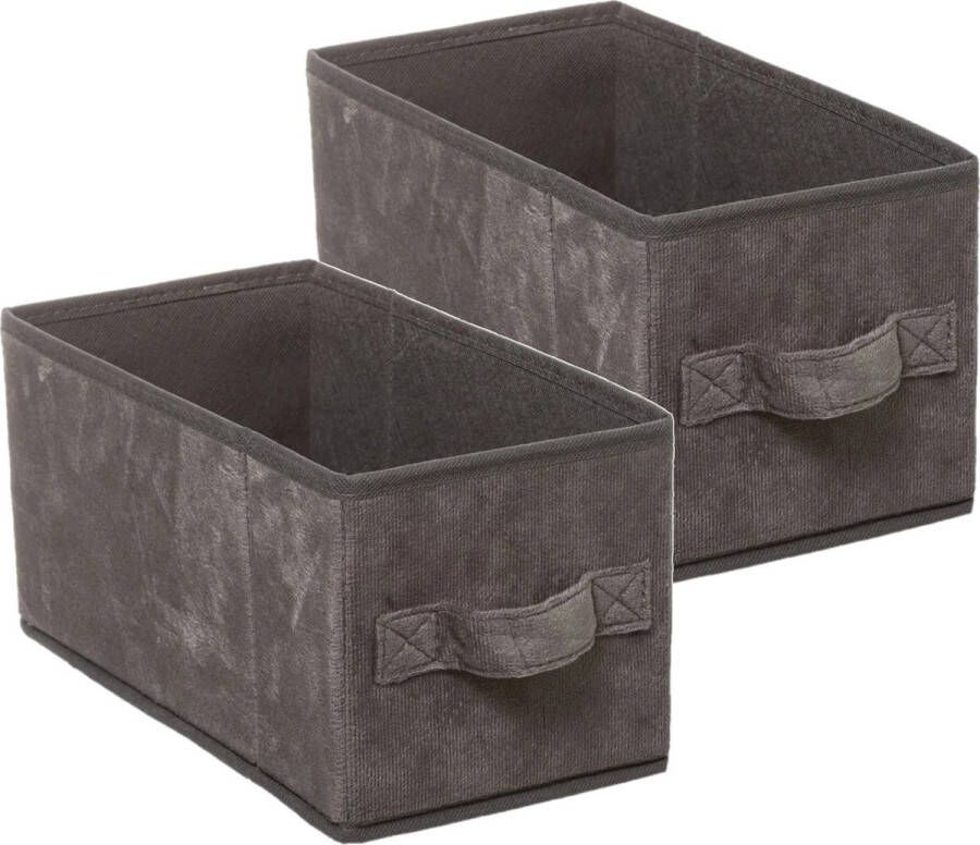 5five Set van 4x stuks opbergmand kastmand 7 liter donkergrijs polyester 31 x 15 x 15 cm Opbergboxen Vakkenkast manden
