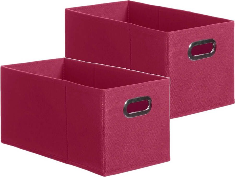 5five Set van 4x stuks opbergmand kastmand 7 liter framboos roze linnen 31 x 15 x 15 cm Opbergboxen Vakkenkast manden