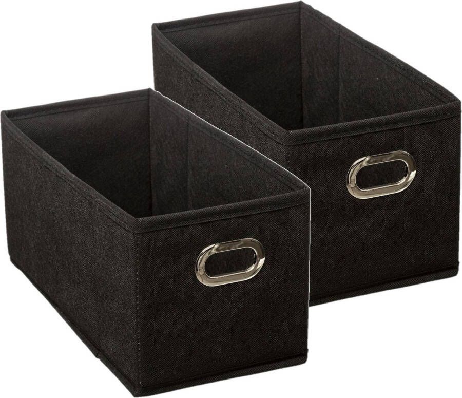 5five Set van 4x stuks opbergmand kastmand 7 liter zwart linnen 31 x 15 x 15 cm Opbergboxen Vakkenkast manden