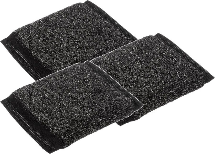 5five Set van 6x stuks sponsjes donkergrijs 10 x 9 cm van RVS Pannen staalsponsjes Schoonmaaksponsjes Schoonmaken