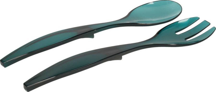 5five Sla bestek couvert 2 delig blauw kunststof 29 cm saladebestek slacouvert opscheplepels fruit groente