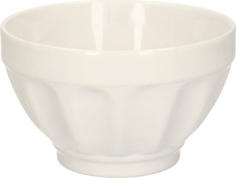 5five Soepkommen schaaltjes Colorama keramiek D14 x H9 cm ivoor wit Stapelbaar Ribbels decoratie