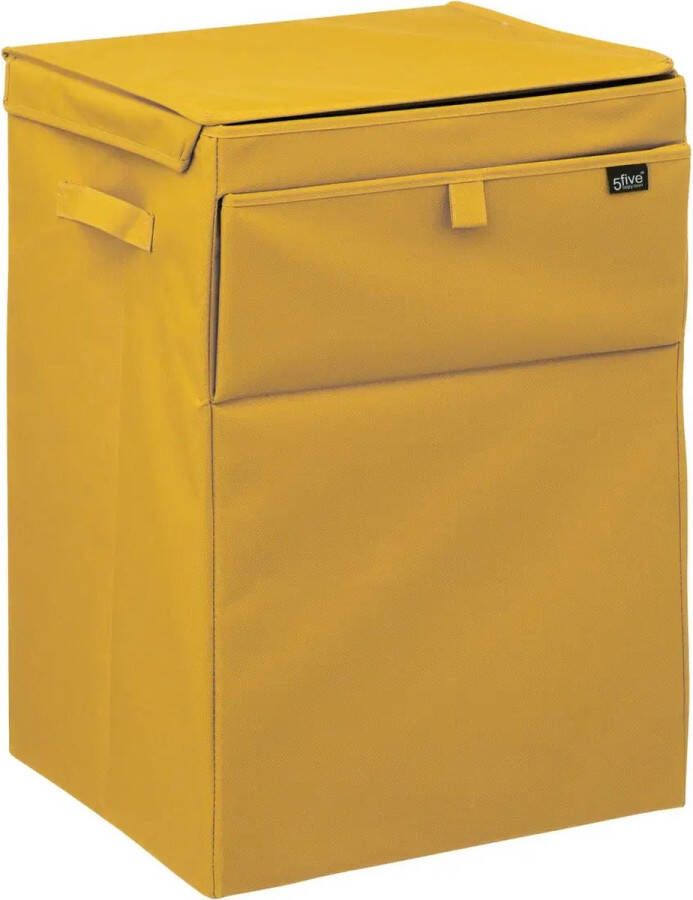 Five 5 Stapelbare Wasmand Eureka geel 65 liter 36 x 36 x 55 cm deksel ingooi klep