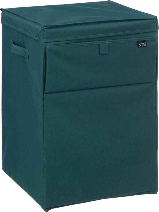 Five 5 Stapelbare Wasmand Eureka groen 65 liter 36 x 36 x 55 cm deksel ingooi klep