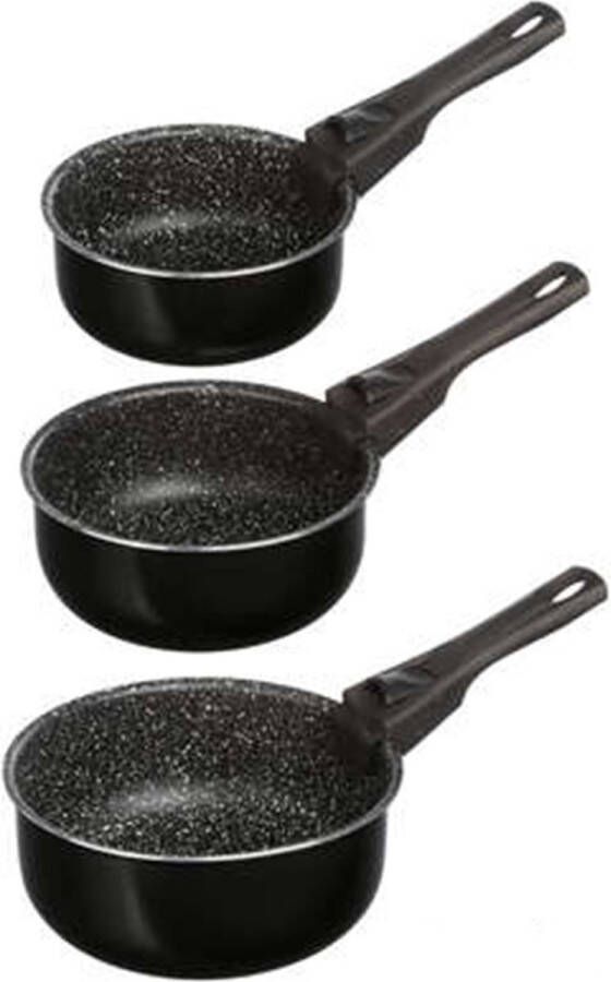 5Five Steelpan sauspan 3x stuks voor alle kookplaten aluminium zwart 16 18 20 cm Steelpannen