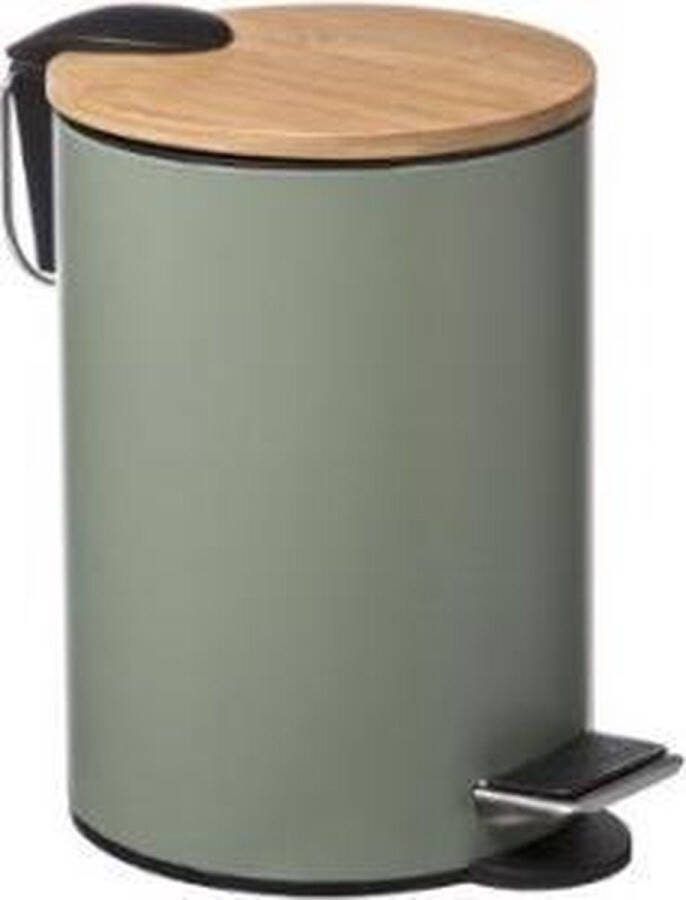 5five Pedaalemmer softclose 3L kakigroen D17 x H24 cm prullenbak voor badkamer