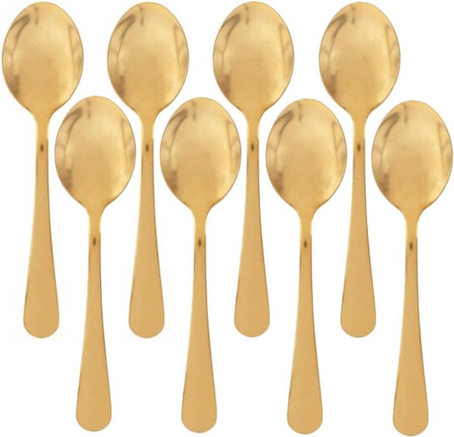 5five Theelepels dessertlepels koffielepels 8x goud 14 cm RVS