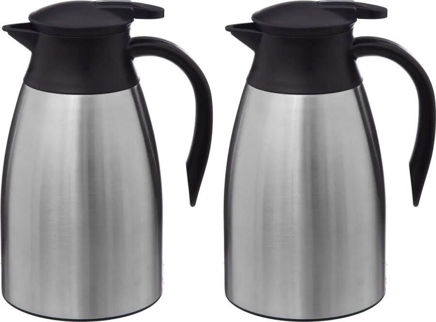 5five Thermoskan 2x RVS 1500 ml dubbelwandig isoleerkan koffiekan
