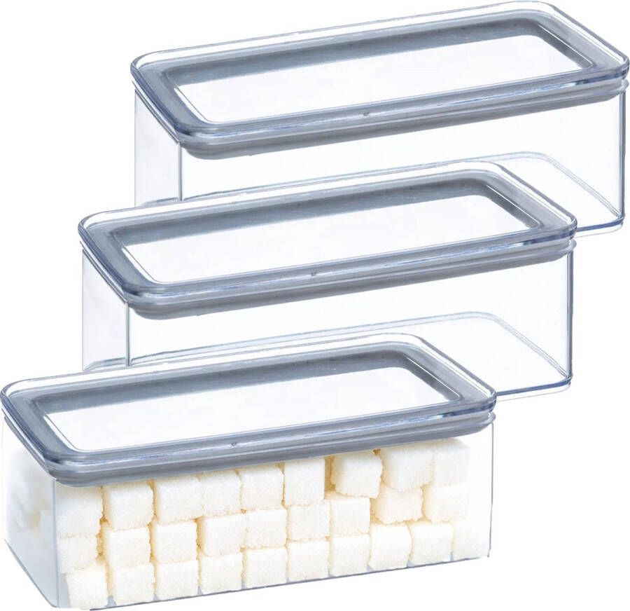 5five Voorraadpot 4x keuken voedsel kunststof 1000 ml luchtdichte deksel transparant 20 x 10 x 7 cm