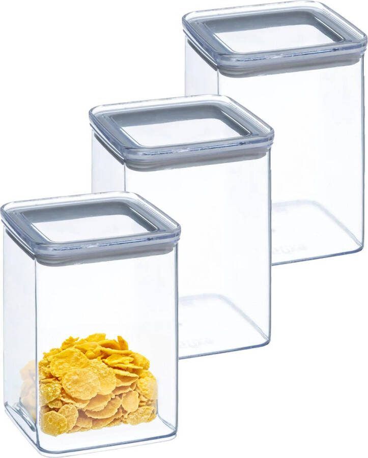 5five Voorraadpot 5x keuken voedsel kunststof 1000 ml luchtdichte deksel transparant 10 x 10 x 14 cm