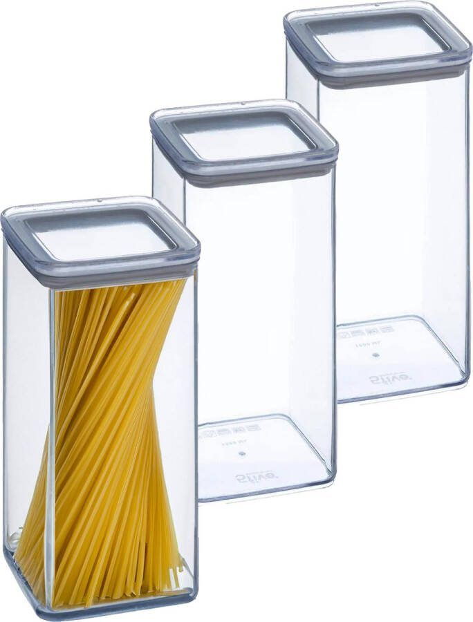 5five Voorraadpot 5x keuken voedsel kunststof 1500 ml luchtdichte deksel transparant 10 x 10 x 20 cm