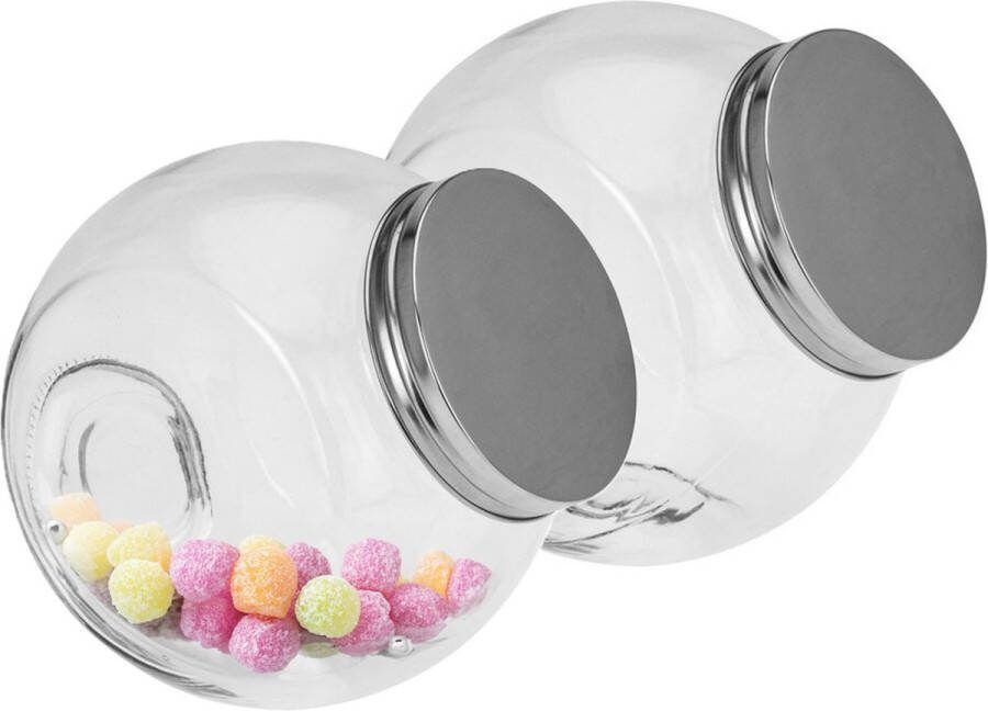 5five Voorraadpot met deksel 2x glas 16 x 16 cm 1 5L snoeppot voedsel bewaren