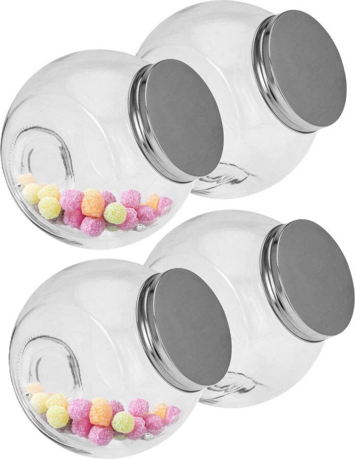 5five Voorraadpot met deksel 4x glas 16 x 16 cm 1 5L snoeppot voedsel bewaren