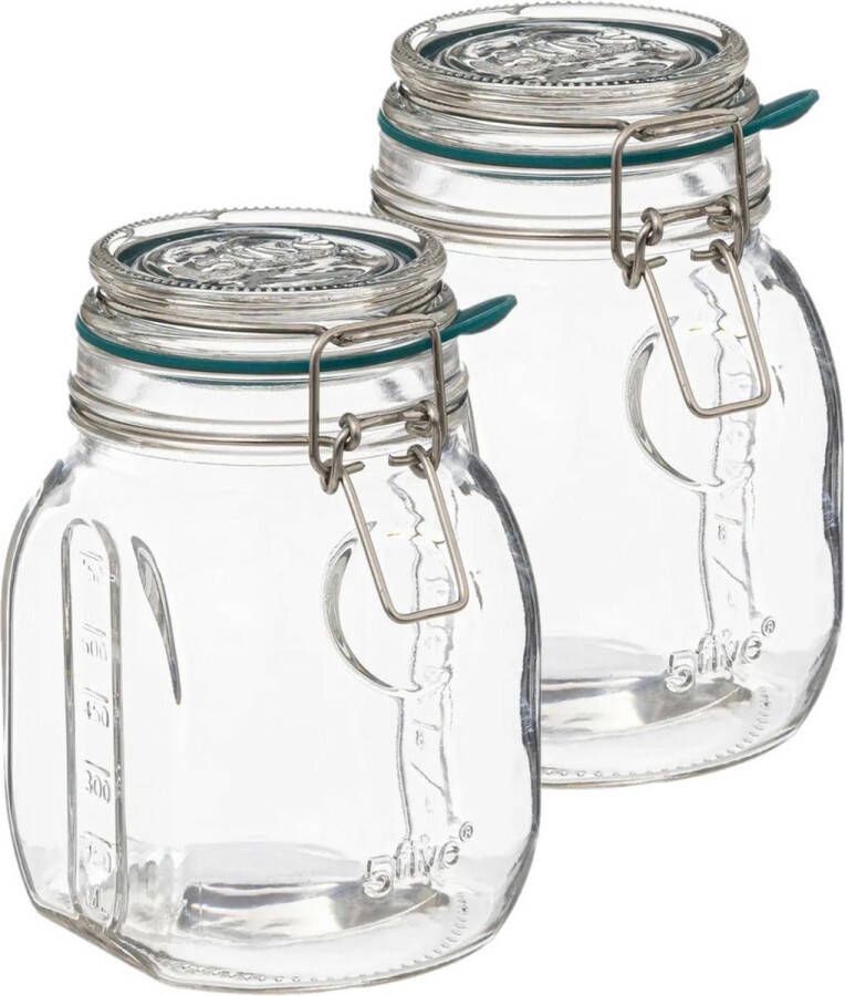 5Five Weckpot inmaakpot Jarro 2x 750 ml glas beugelsluiting D12 x H16 cm Weckpotten