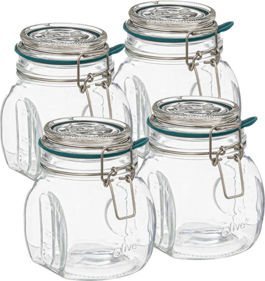 5five Weckpot inmaakpot Jarro 4x 500 ml glas beugelsluiting D11 x H14 cm