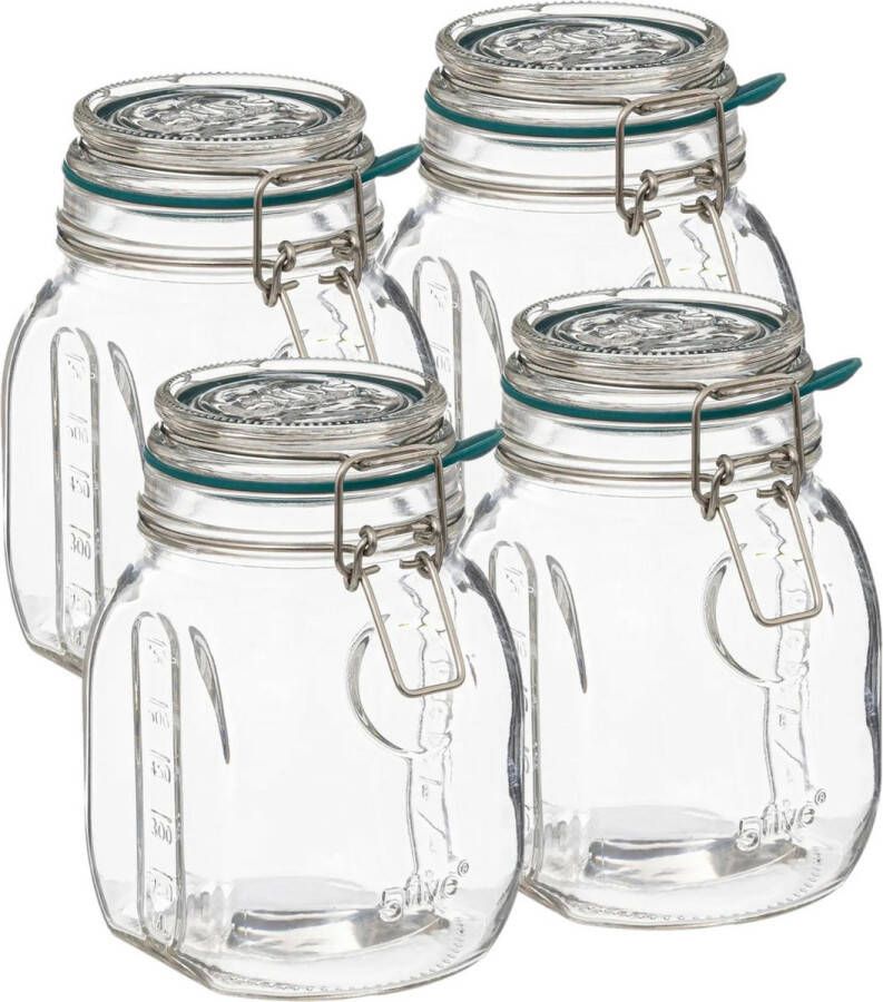 5five Weckpot inmaakpot Jarro 4x 750 ml glas beugelsluiting D12 x H16 cm