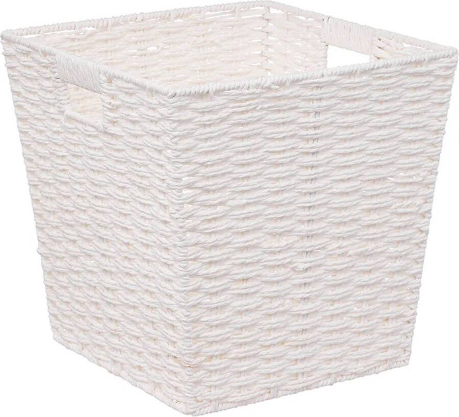 5five Witte gevlochten mand 31 x 31 x 31 cm (L)