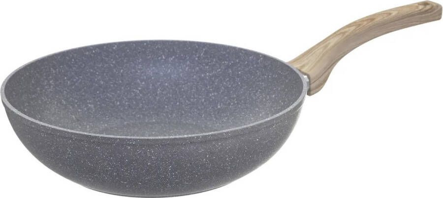 5five Wokpan hapjespan aluminium Alle kookplaten warmtebronnen geschikt grijs dia 28 cm