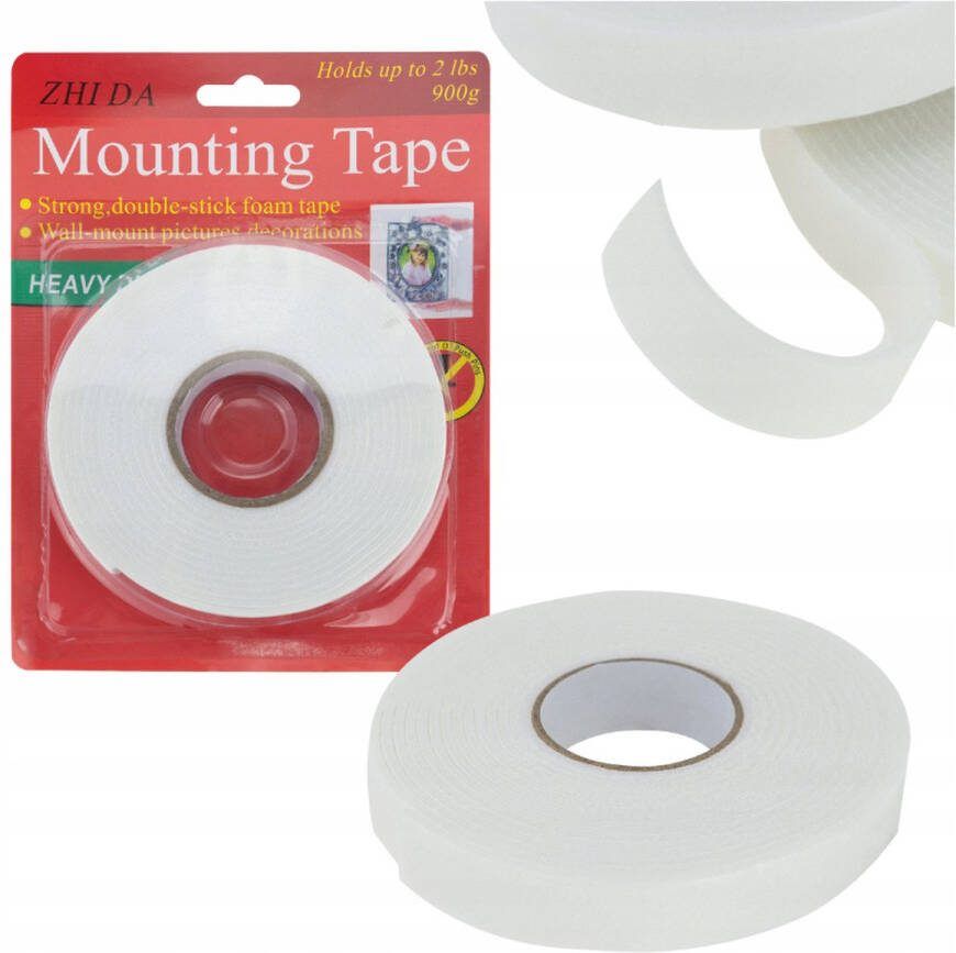 7and7 Dubbelzijdige Tape Schuimtape 1 stuk 1.8 x 300 cm Foamtape Dubbelzijdig Plak Montagetape