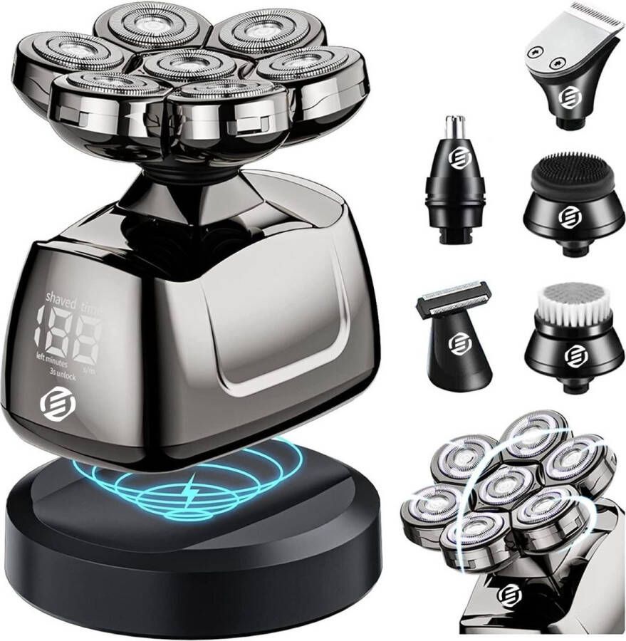 7d Shaver+zwart Skull Shaver Scheerapparaat heren Hoofd Kaal Scheren Multifunctioneel Scheerapparaat