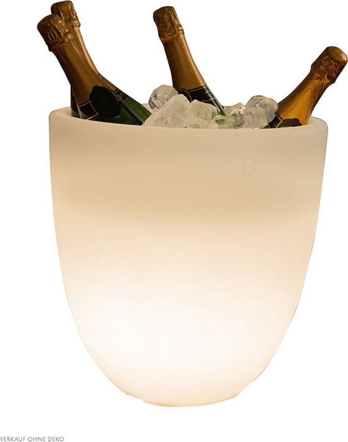 8 seasons design Shining Curvy Cooler (RGB) champagnekoeler met verlichting Wit 16 RGB kleuren Led Dimbaar H39 cm