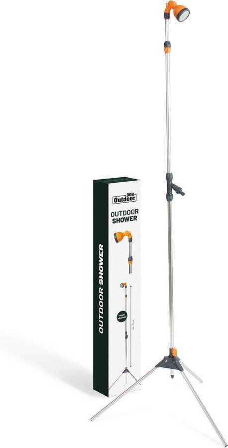 909 Outdoor Buitendouche Tuindouche Verstelbare Hoogte 7 5x7x162-215cm Zilver Oranje