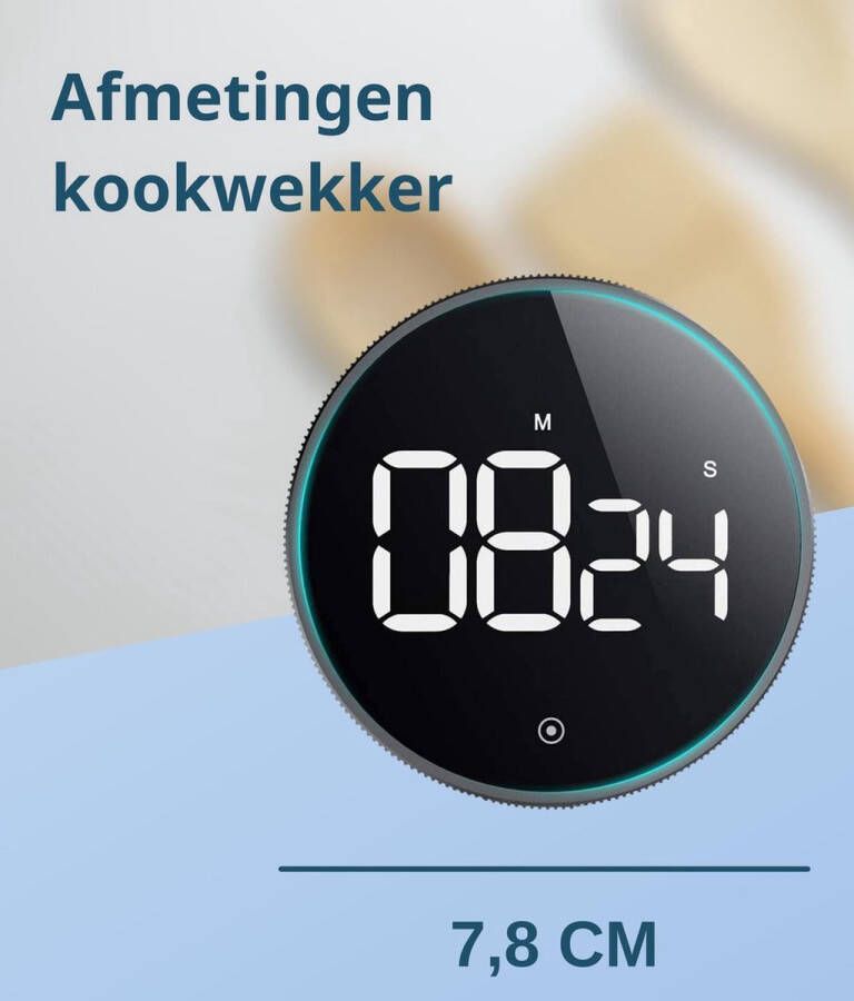 95GOODS Kookwekker Digitaal – Timer – Magnetisch – Twist bediening – LED Display – Zwart