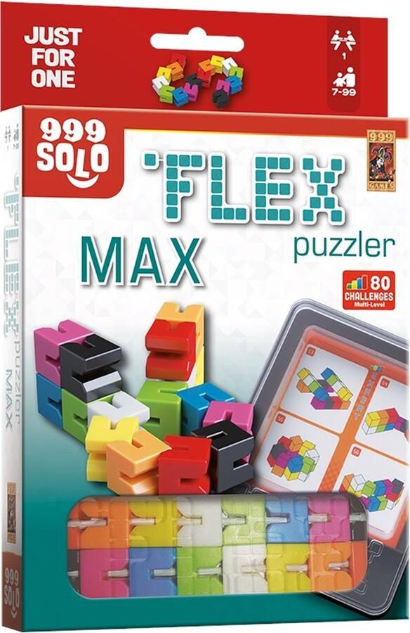 999 Games Flex Puzzler MAX Breinbreker Uitdagende puzzel als fidget toy Stimuleert het ruimtelijk inzicht Educatief spel Fidget Toy Solo spel Klein cadeautje Kerstcadeau