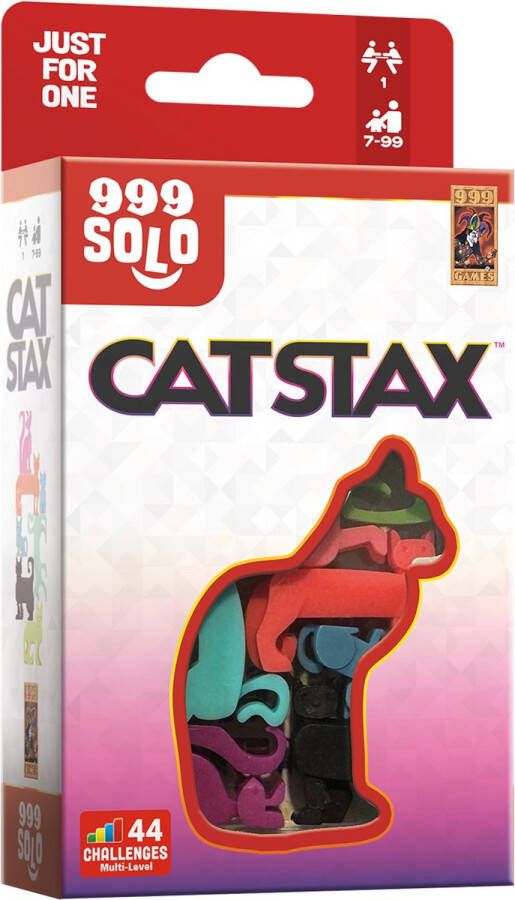 999 Games Cat Stax Breinbreker Puzzelstukjes in de vorm van katten Stimuleert het ruimtelijk inzicht Educatief spel Dierenpuzzel Solo spel Klein cadeautje Kerstcadeau