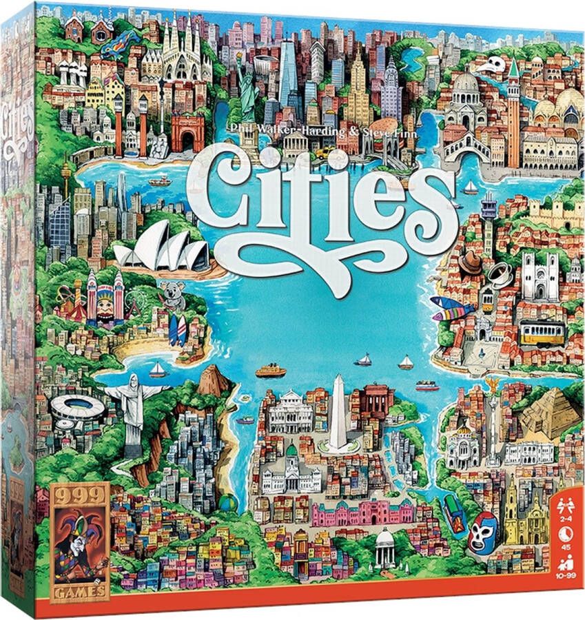 999 Games Cities Bordspel Strategische uitdagingen in bekende steden Familiespel Gezelschapsspel Kerstcadeau