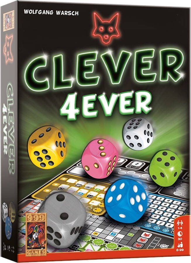 999 Games Clever 4Ever Dobbelspel De vierde editie in de Clever-serie Nieuwe categorieën en bonusacties Gezelschapsspel Familiespel Strategiespel Klein cadeautje Kerstcadeau
