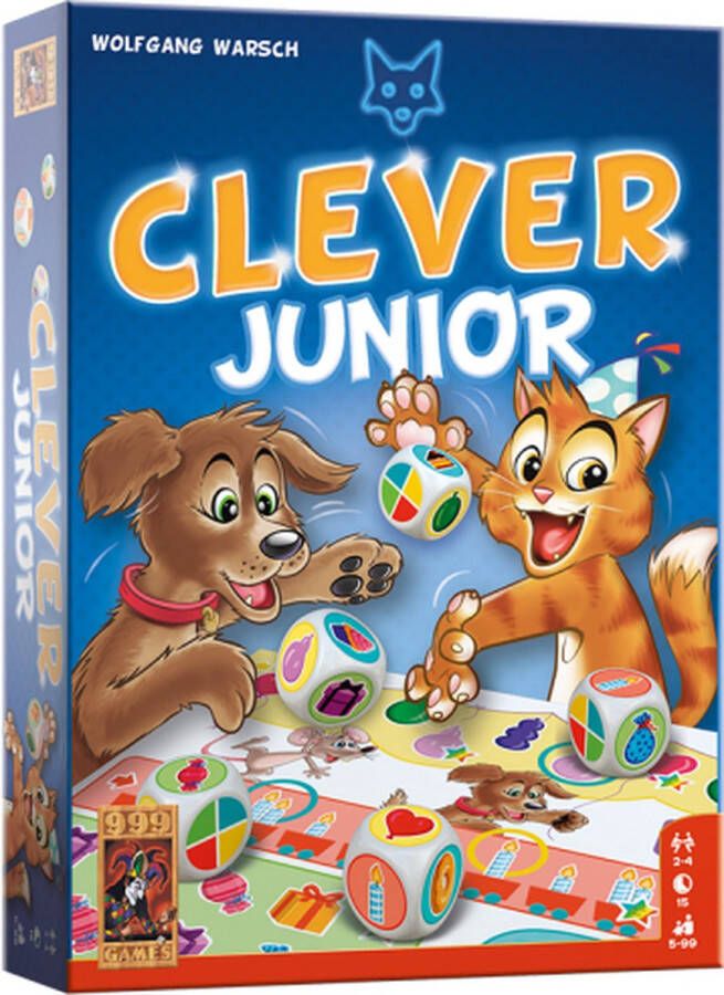 999 Games Clever Junior Dobbelspel Vanaf 5 jaar Kinderspel Gezelschapsspel Educatief spel Klein cadeautje Kerstcadeau