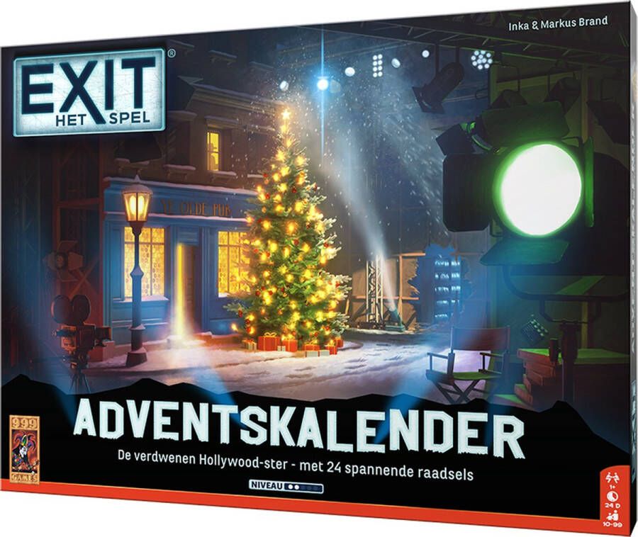 999 Games EXIT: Adventskalender: De verdwenen Hollywood-ster Escape Room Spel Adventskalender 24 dagen 24 uitdagingen Gezelschapsspel Kerstcadeau