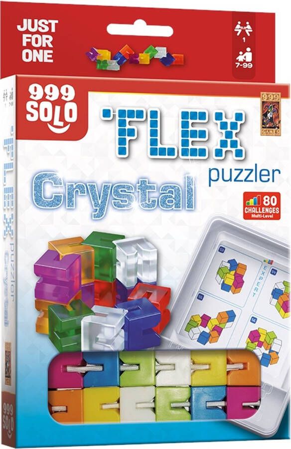 999 Games Flex Puzzler Crystal Breinbreker Uitdagende puzzel als fidget toy Stimuleert het ruimtelijk inzicht Educatief spel Fidget Toy Solo spel Klein cadeautje Kerstcadeau