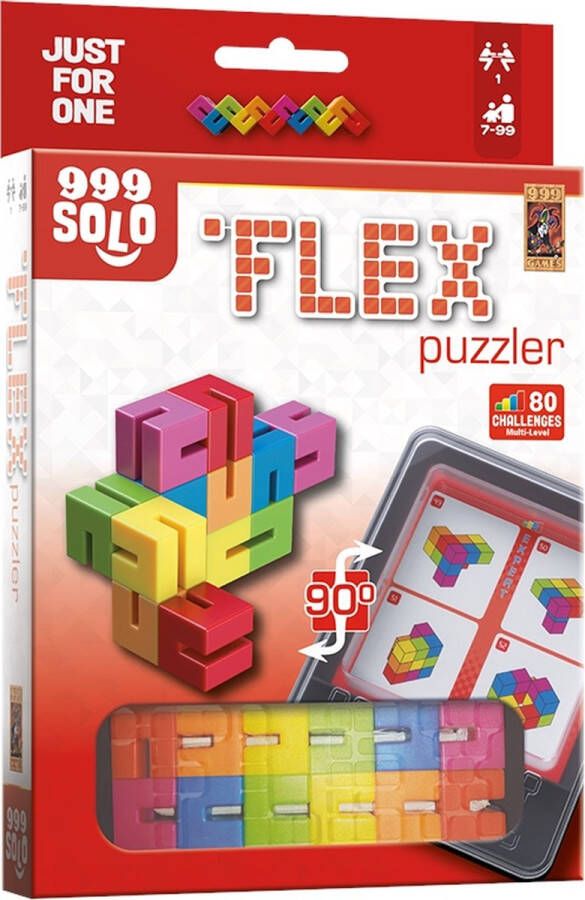 999 Games Flex Puzzler Original Breinbreker Uitdagende puzzel als fidget toy Stimuleert het ruimtelijk inzicht Educatief spel Fidget Toy Solo spel Klein cadeautje Kerstcadeau