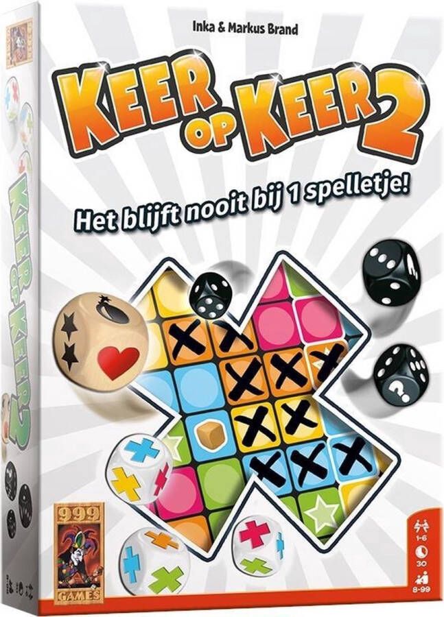 999 Games Keer op Keer 2 Dobbelspel Met nieuwe dobbelstenen en mogelijkheden Gezelschapsspel Familiespel Klein cadeautje Kerstcadeau