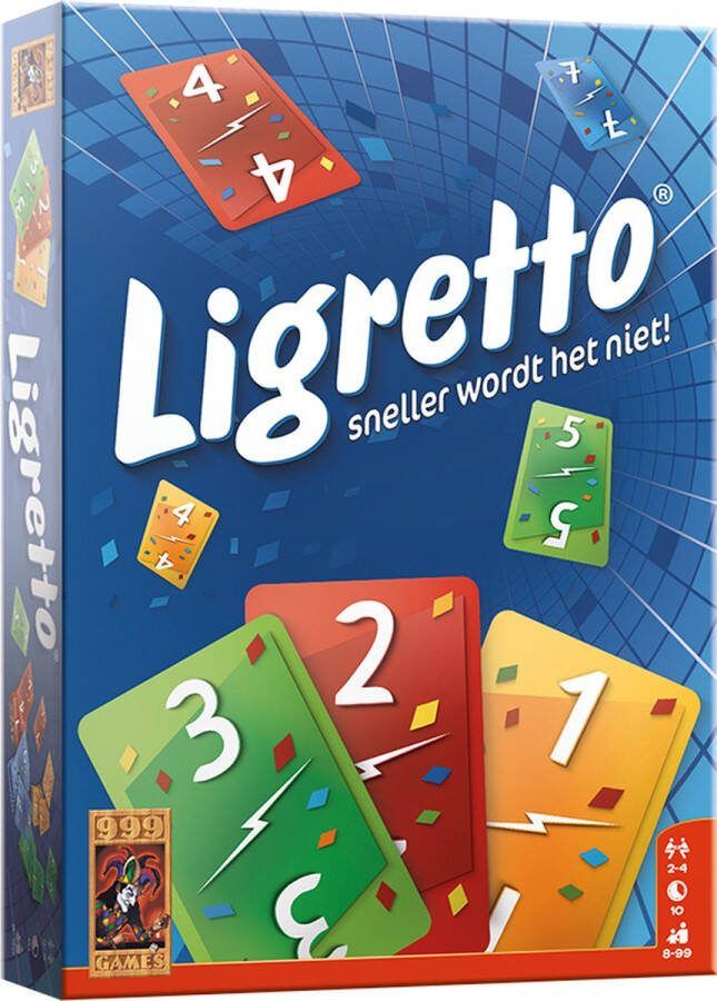 999 Games Ligretto: Blauw Kaartspel Iedereen speelt tegelijkertijd Familiespel Gezelschapsspel Actiespel Klein cadeautje Kerstcadeau