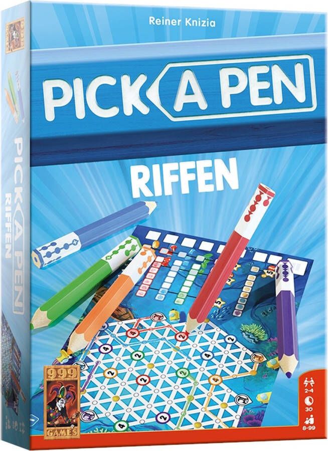 999 Games Pick a Pen Riffen Dobbelspel Dobbelen met potloden Scorevellen van 3 verschillende niveaus Gezelschapsspel Familiespel Klein cadeautje Kerstcadeau