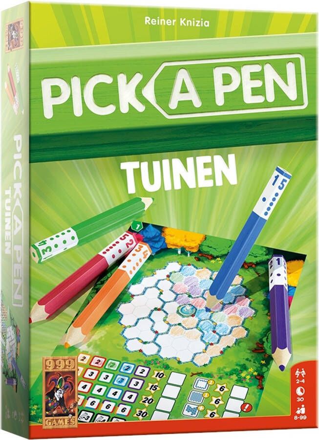 999 Games Pick a Pen Tuinen Dobbelspel Dobbelen met potloden Scorevellen van 3 verschillende niveaus Gezelschapsspel Familiespel Klein cadeautje Kerstcadeau