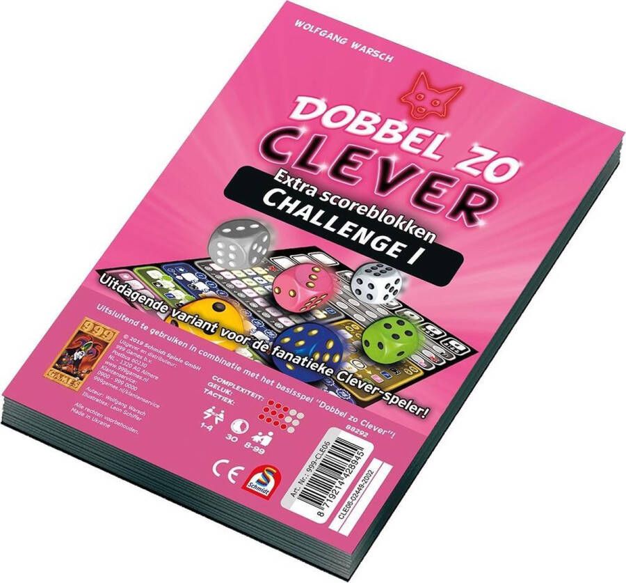 999 Games Dobbel zo Clever Challenge Scoreblok Dobbelspel 8+